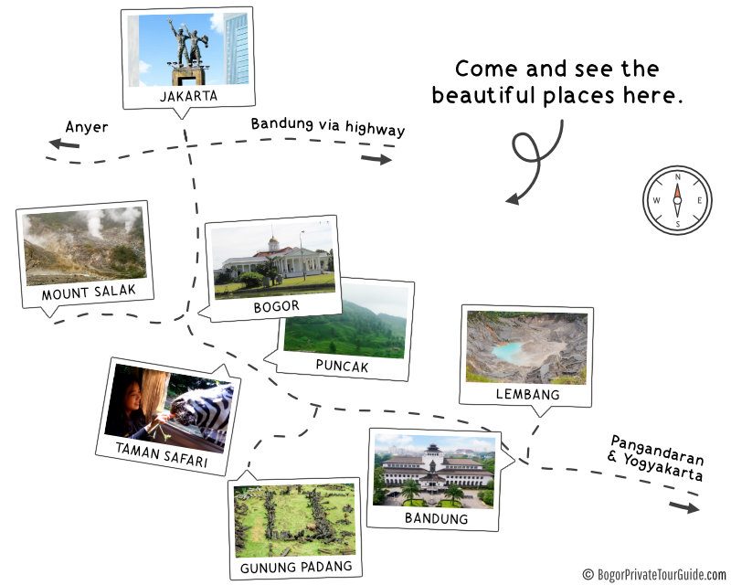 Jakarta Bogor Bandung tour map